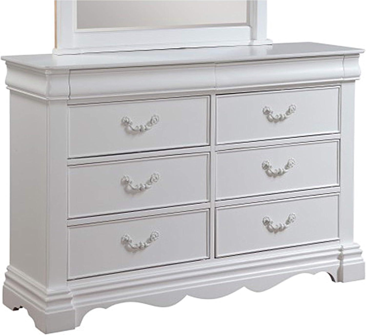 Estrella Classic White 56" Wood Dresser with Dovetail Drawers