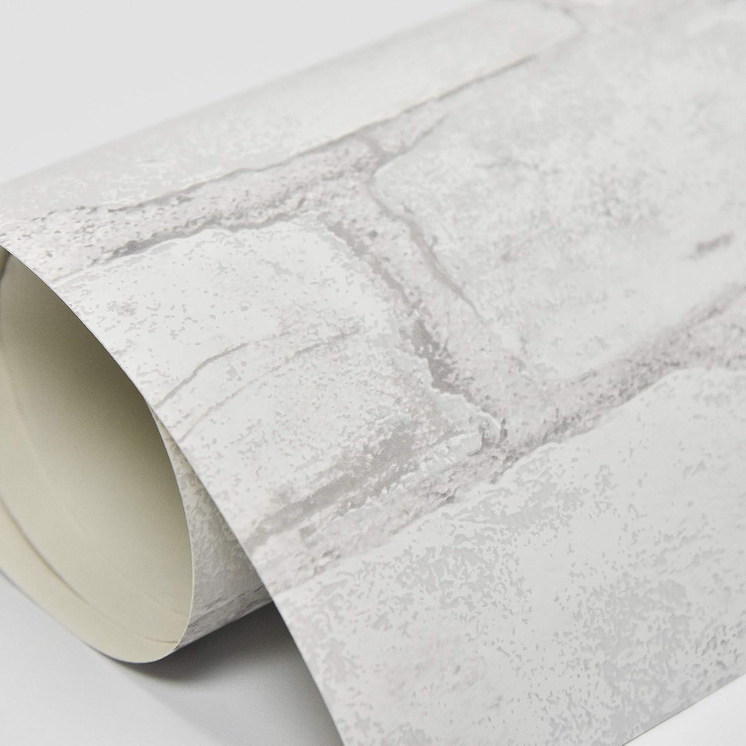 NuWallpaper Loft White Brick Raised Ink Vinyl Peel And Stick Wallpaper, 216-in by 20.5-in, 30.75 sq. ft.