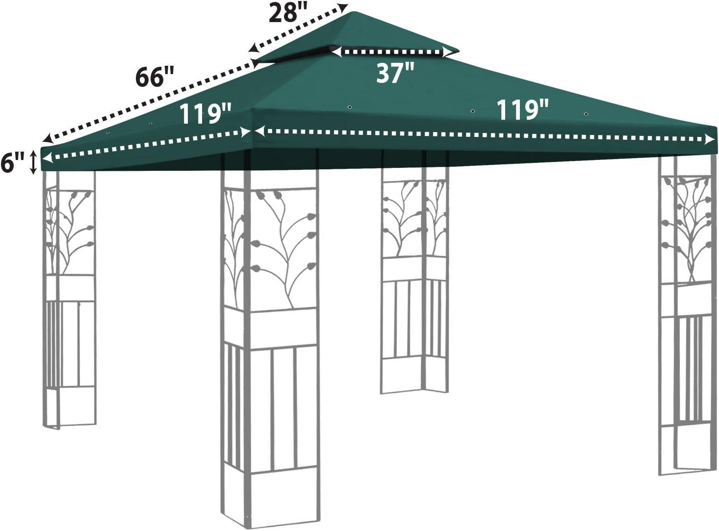 Green Polyester 10x10 FT Gazebo Replacement Canopy Top Cover