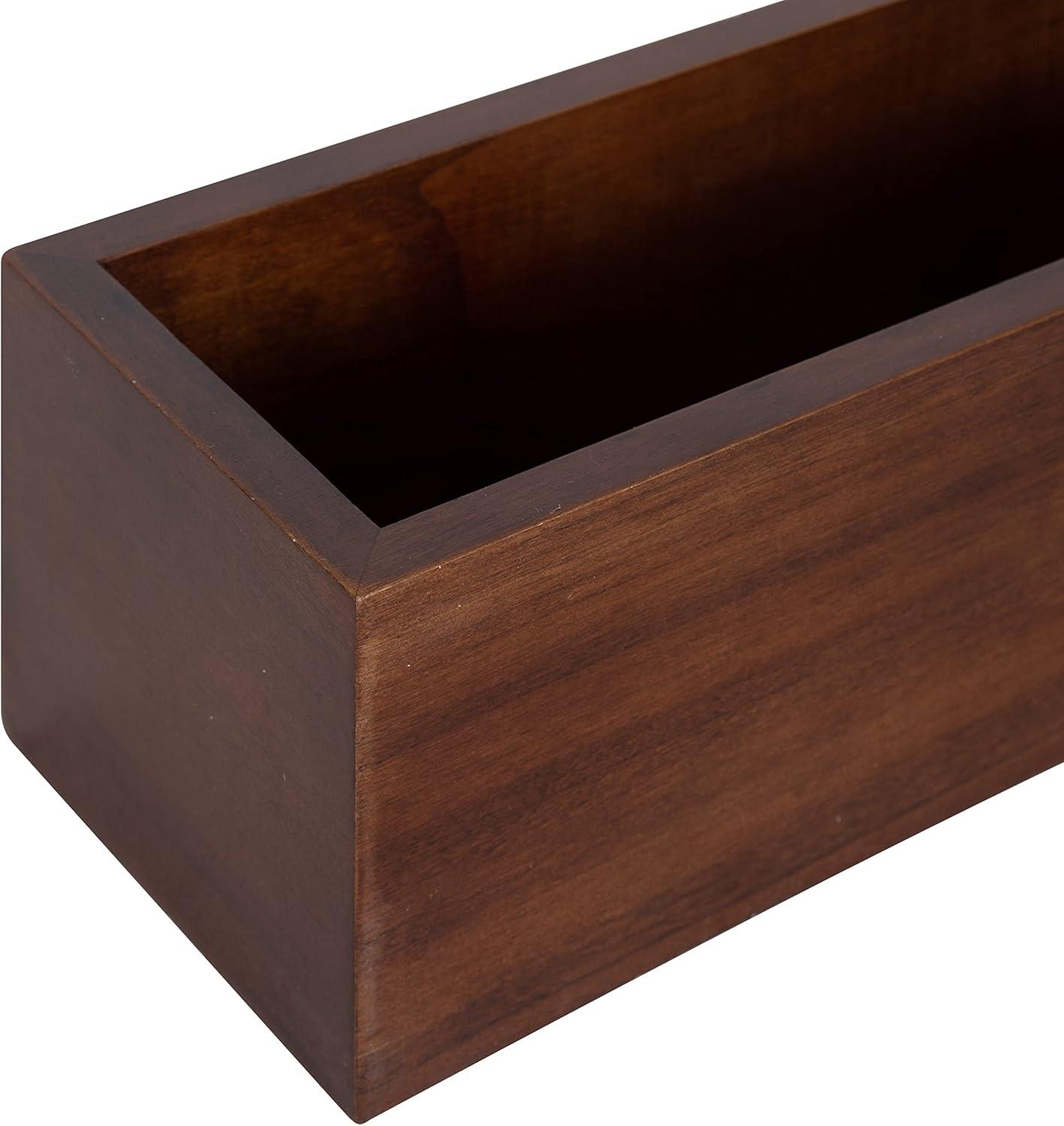 Walnut Brown Wooden Wall Pocket Shelf with Three Compartments