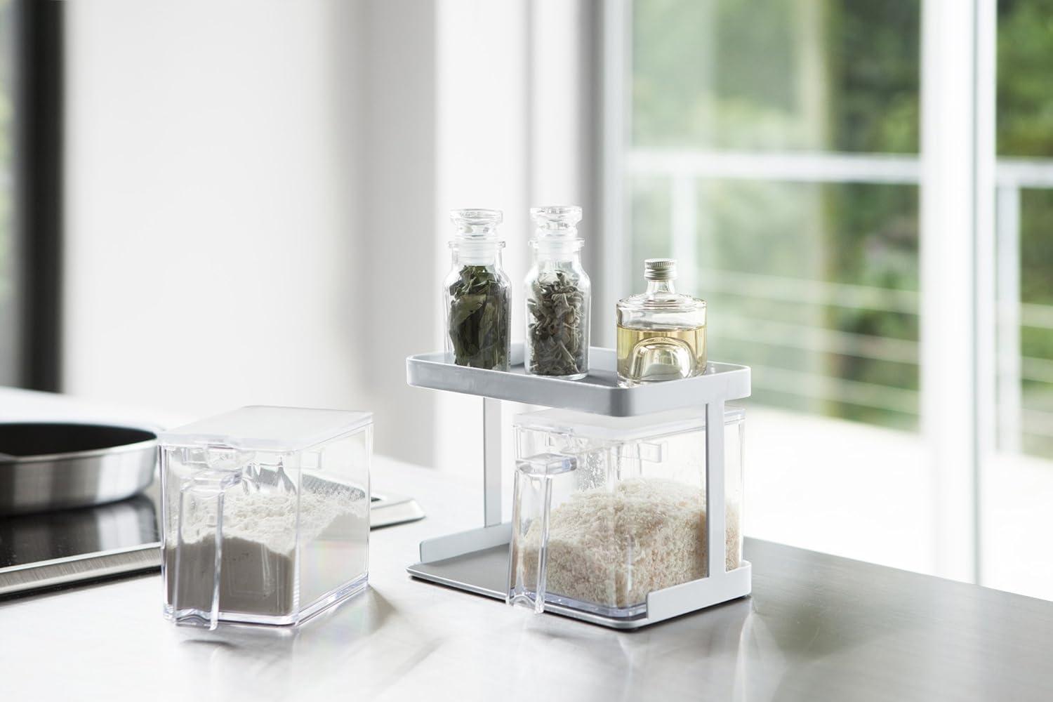 Tower Yamazaki Home Pantry Canisters With Rack, Kitchen Container Storage Organizer, Steel + Plastic