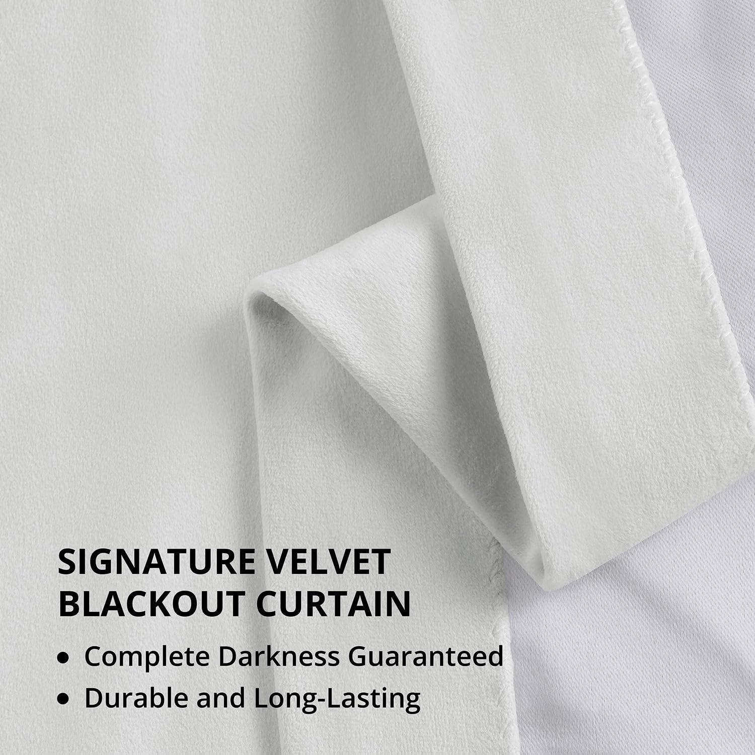 Exclusive Fabrics  Signature Extra Wide Blackout Velvet Curtain (1 Panel) Primary White 100 x 96 96 Inches