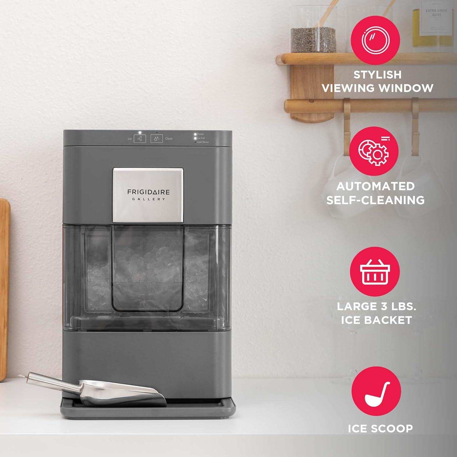 Frigidaire Nugget Ice Maker - Black: Countertop Ice Machine, 44 lbs Daily Production, 3 lbs Storage, Includes Scoop