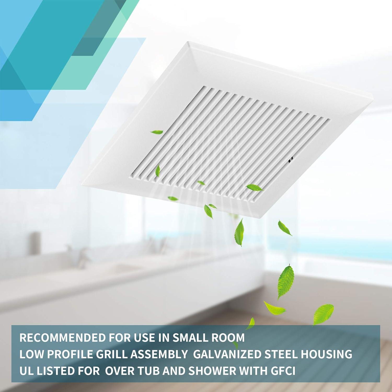 Tech Drive Very-Quiet 80 CFM, 1.5 Sone No Attic access Needed Installation Bathroom Ventilation and Exhaust Fan