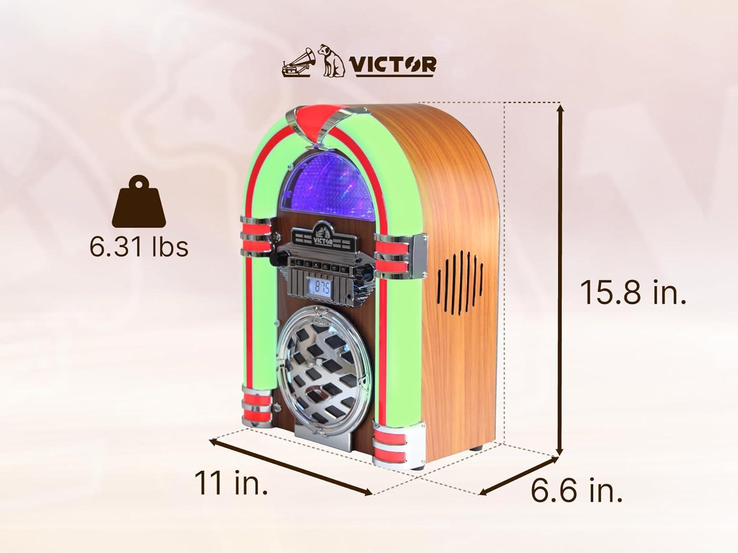 Victor Bluetooth CD Jukebox Speaker with FM Radio & Multicolor LED Lighting