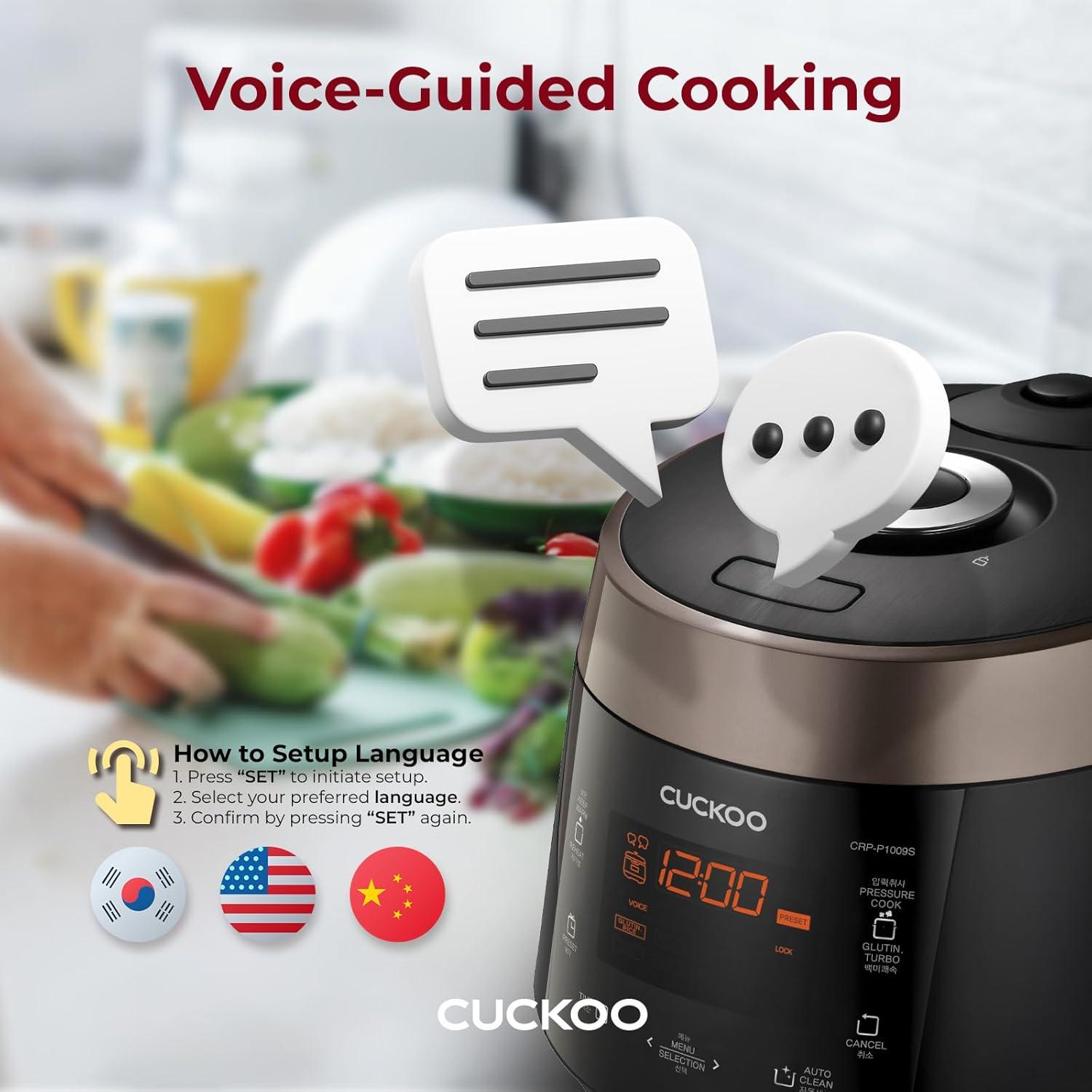 CUCKOO 6-Cup Heating Pressure Rice Cooker and Warmer Bronze/Black: 12 Settings, Automatic Keep Warm, Dishwasher-Safe Parts