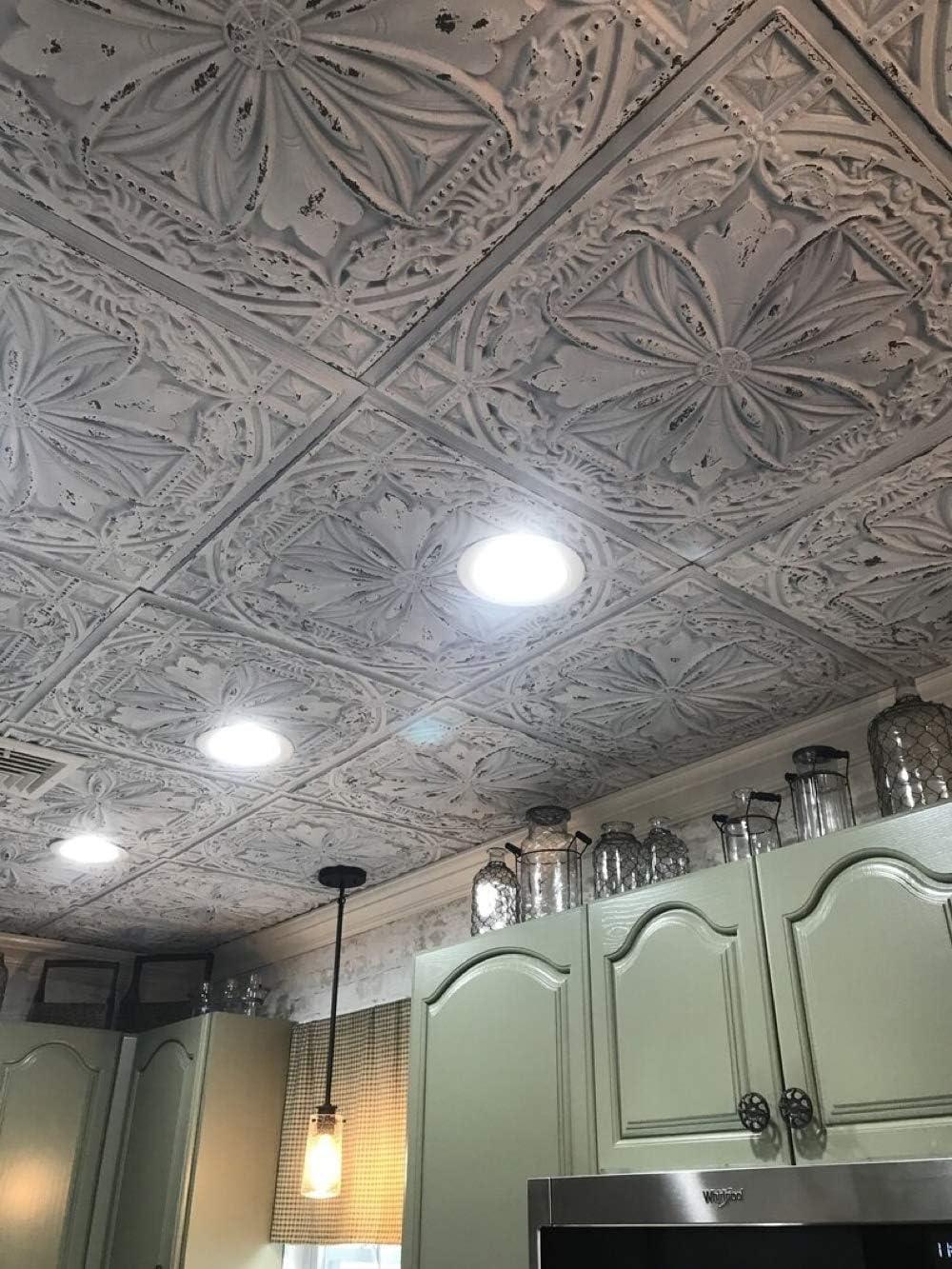 FromPlainToBeautifulInHours Milan 24'' L x 24'' W Textured PVC Drop-In & Glue Up Ceiling Tile Ceiling Tile (Set of 25)