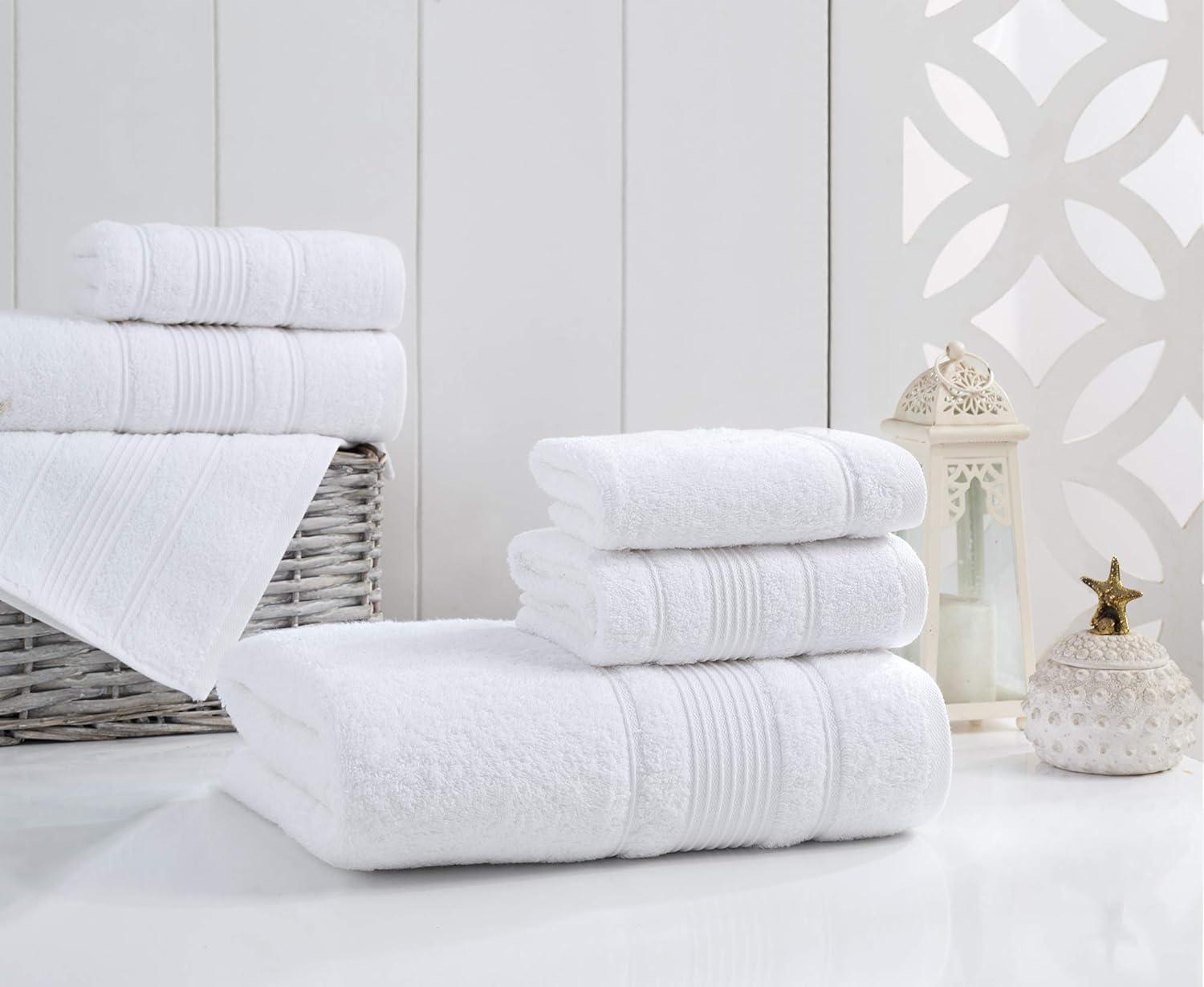 Juego de Toallas de Baño de 4 Piezas para Baño, Spa y Calidad Hotelera / Toallas Turcas 100% Algodón / Absorbentes, Suaves y Ecológicas (Blanco)