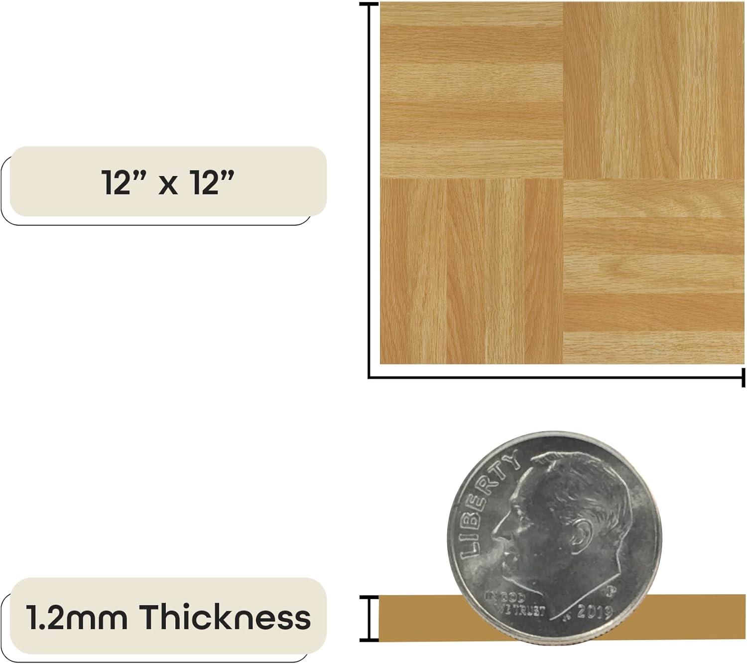 Woven Trends Tivoli Self Adhesive Vinyl Floor Tiles, 45 Pcs, 12" X 12"