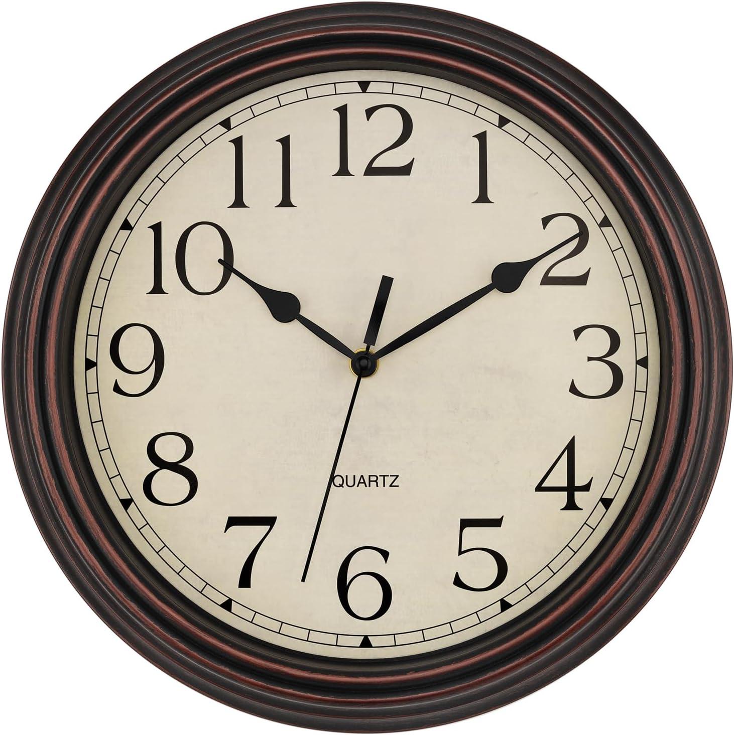 Bronze 14-Inch Vintage Silent Wall Clock