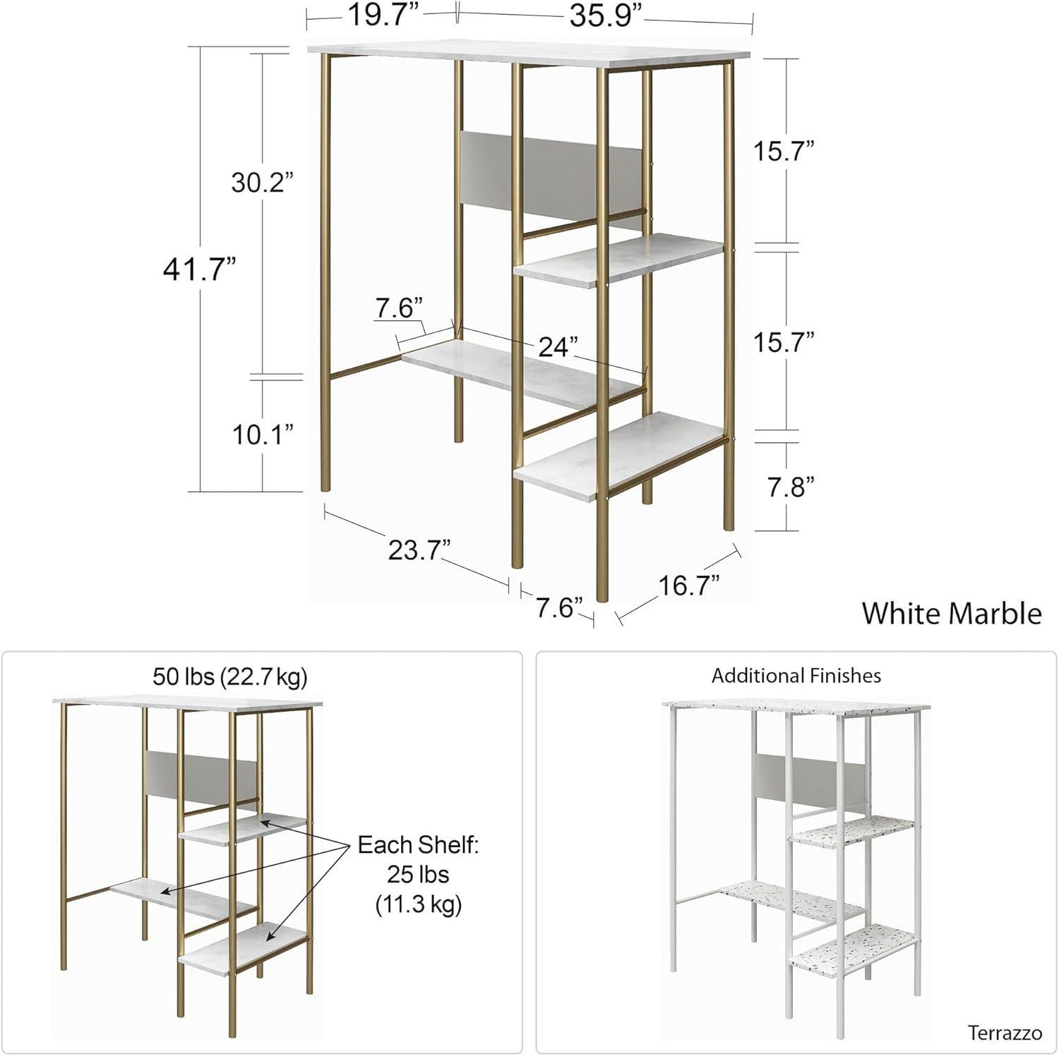 Berkeley White Metal Frame Standing Desk with Terrazzo Top