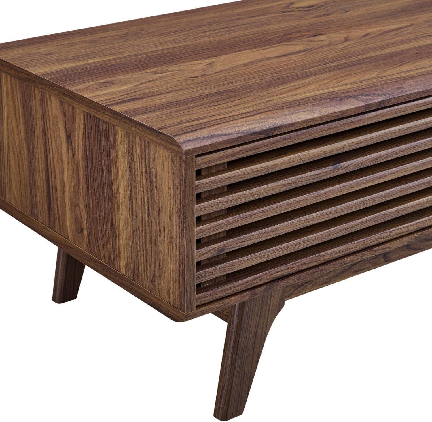 Modway Render Mid-Century Modern Coffee Table in Walnut, 43 in x 21.5 in x 17