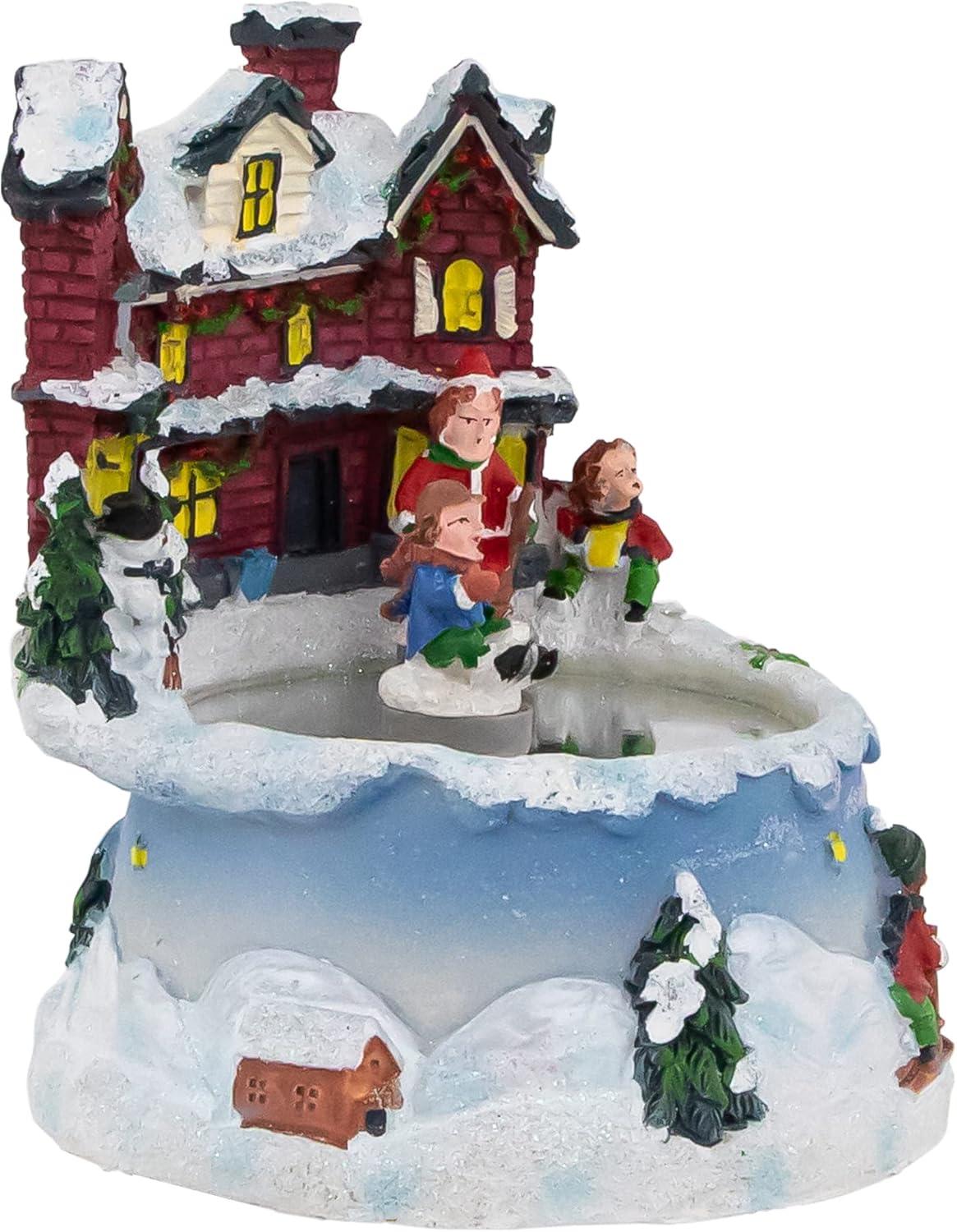 Northlight Animated and Musical Village Ice Skating Pond Christmas Scene - 5.25"