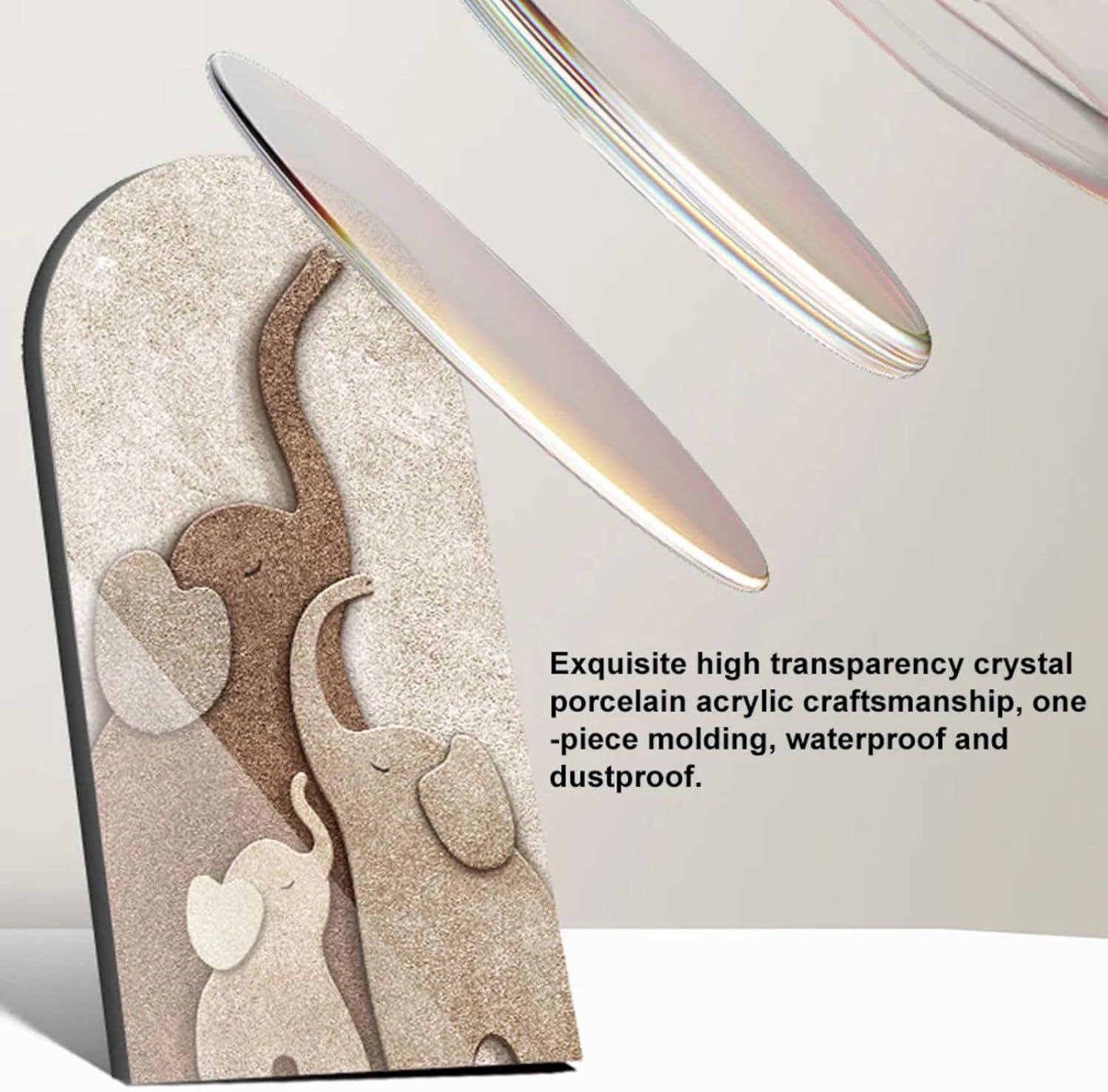 Homary 31.5" Arched LED 3D Acrylic Elephant Moon Wall Sculpture Art Decor Living Room Bedroom