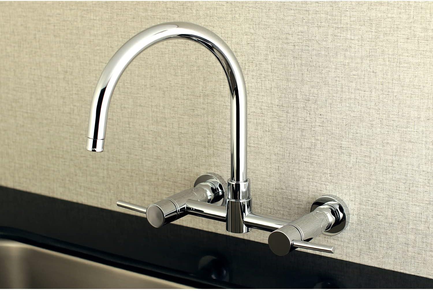 Kingston Brass Concord Double-Handle 2-Hole Wall-Mount Bridge Kitchen Faucet