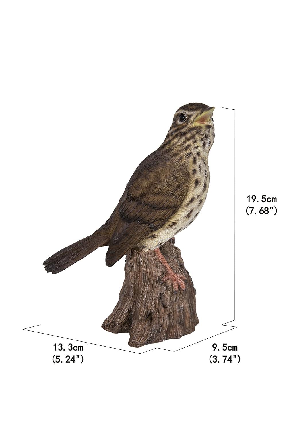Songbird Standing on Stump Statue