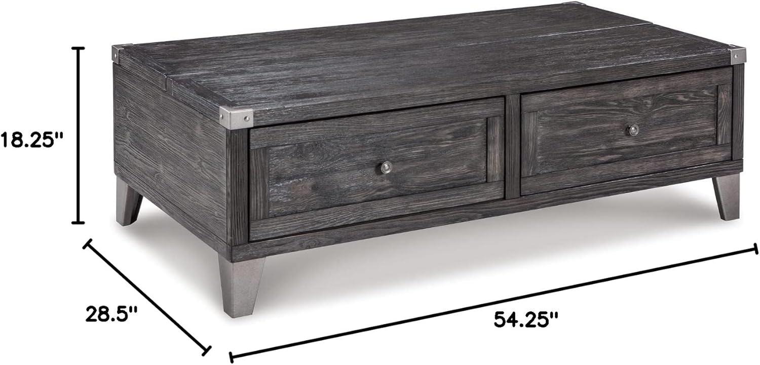 Dark Gray Rectangular Lift-Top Coffee Table with Storage