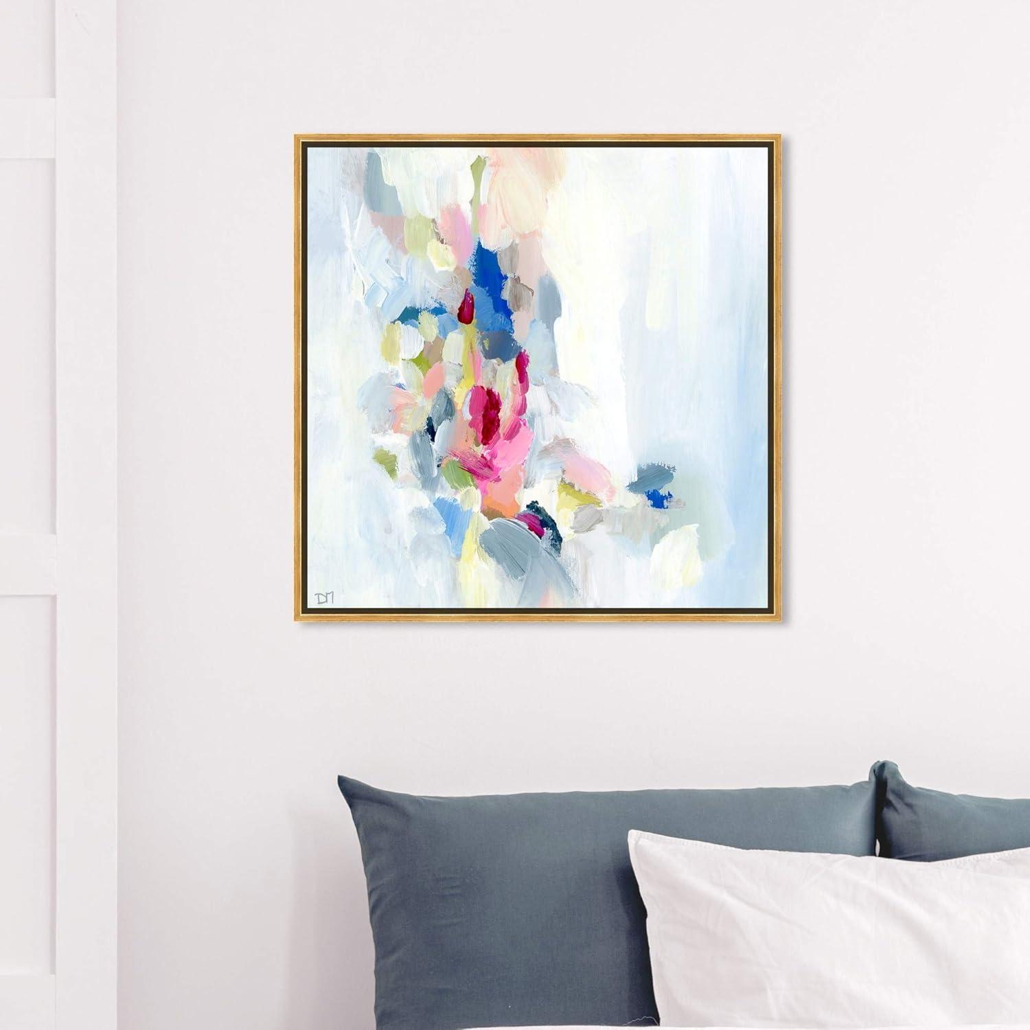 Mi Alegria Abstract Canvas Print with Gold Frame