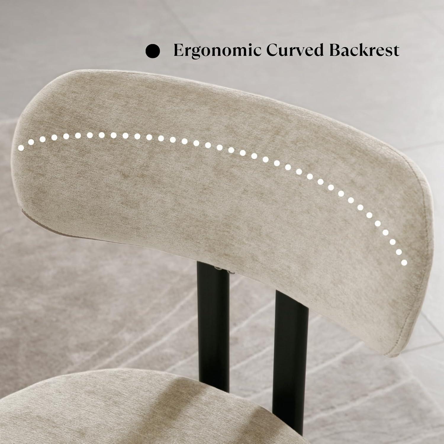 CONCETTA Dining Chairs Set of 4, Kitchen Chairs with Curved Backrest & Metal Legs, Mid Century Modern Round Dining Room Chairs for Vanity, Living Room,Beige