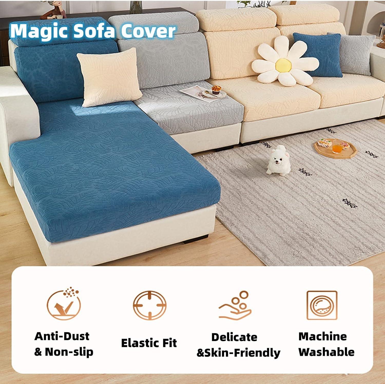 Magic Sofa Covers,Sofa Hero Covers,2024 New Wear-Resistant Universal Sofa Covers Washable Stretch Cushion Couch Covers for Sectional Sofa, (Sea Blue, Large Triple Seat Cover)