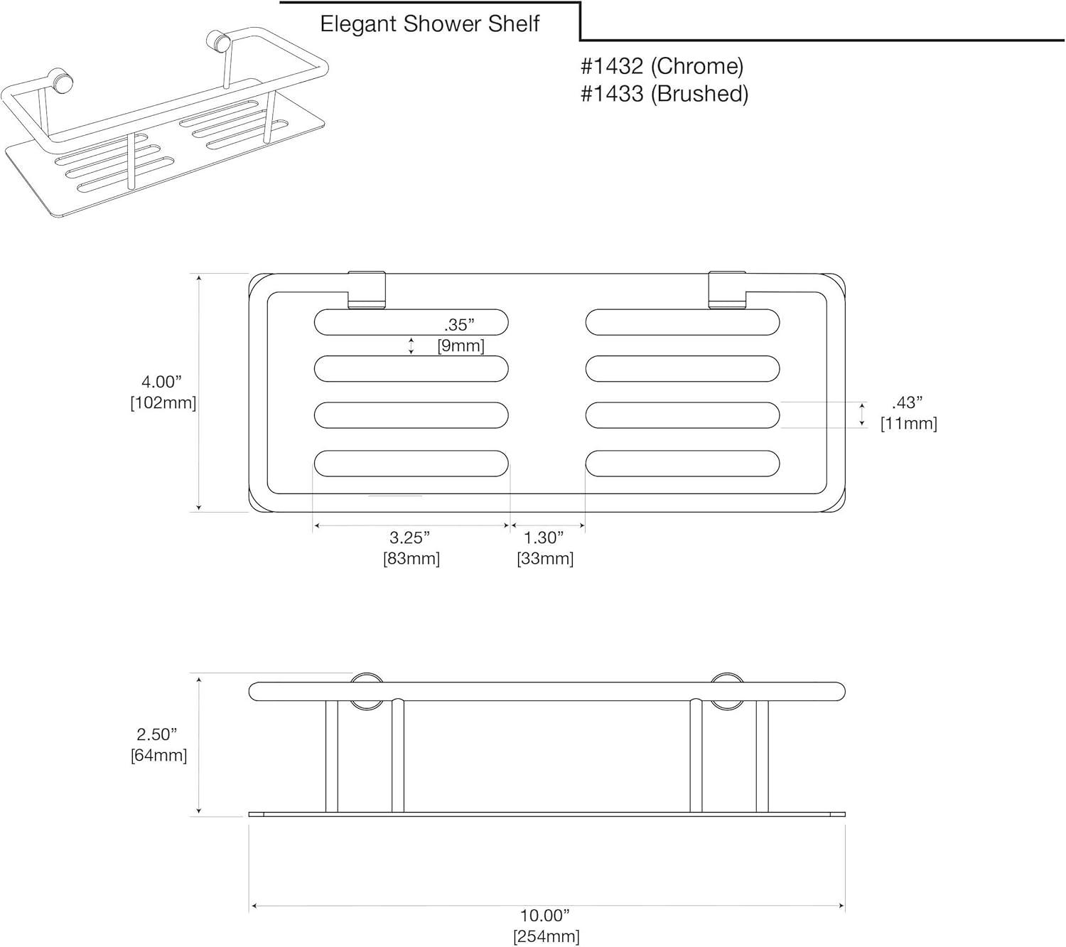 Brushed Nickel Rectangular Wall Mount Shower Shelf