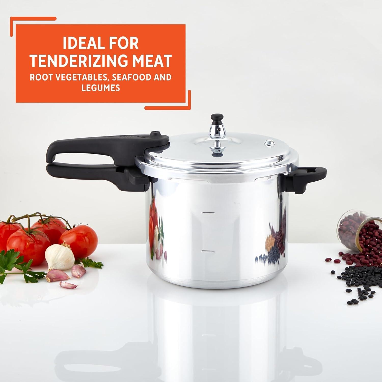 IMUSA 7qt Stovetop Natural Finish Basic Pressure Cooker - Silver: Aluminum, Locking Lid, Cool Touch Handle, Hand Wash