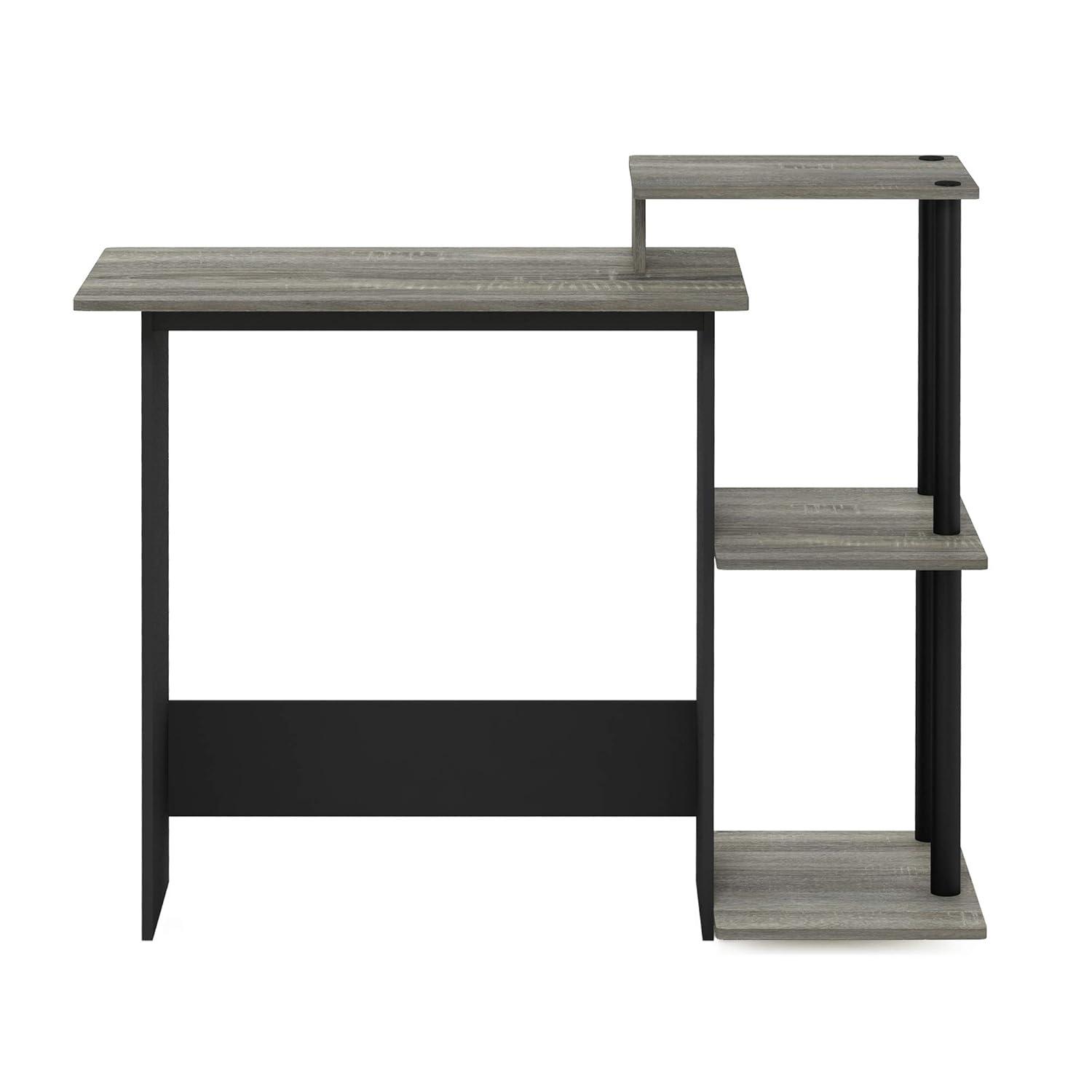 Furinno Modern Computer Desk Home Office Writing Study Laptop Table Workstation with CPU Stand & Open Storage Bookshelf,Oak Grey/Black