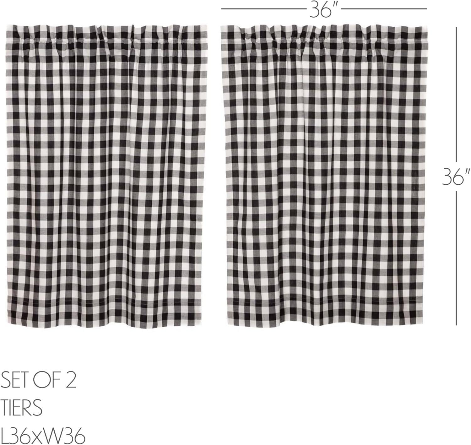 VHC Brands Annie Buffalo Check Plaid Cotton Ruffled Cafe Curtain (Set of 2)