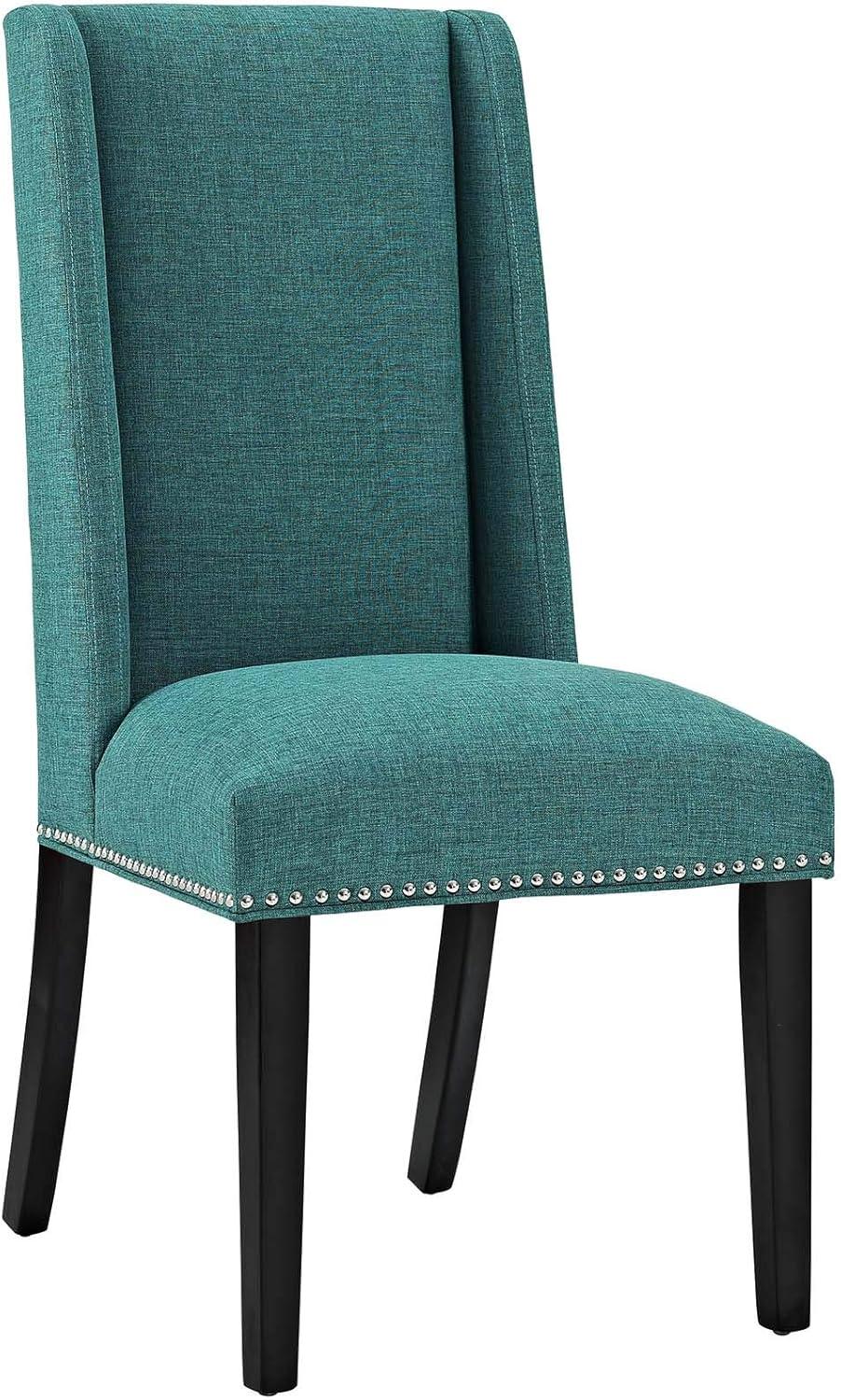 Modway Baron 20.5" Solid Rubberwood Polyester Dining Chair in Teal (Set of 4)