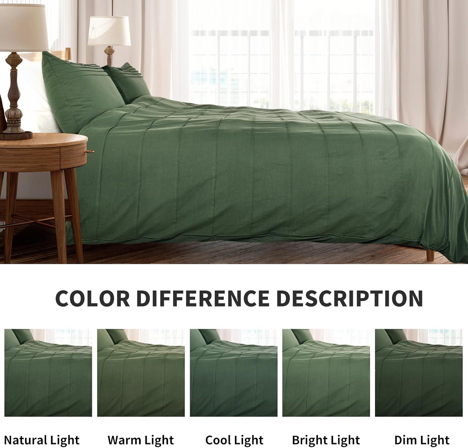 Queen Organic Cotton Green Duvet Cover Set