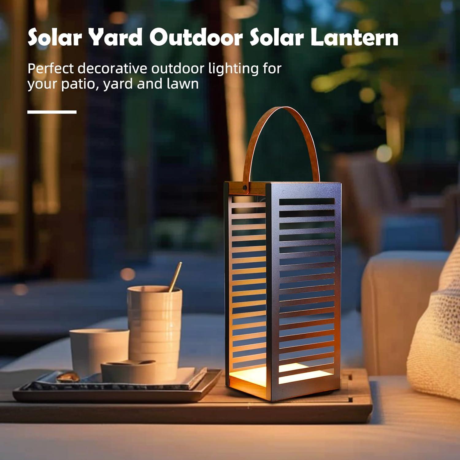 Large Solar Powered Gray Metal Outdoor Floor Lantern