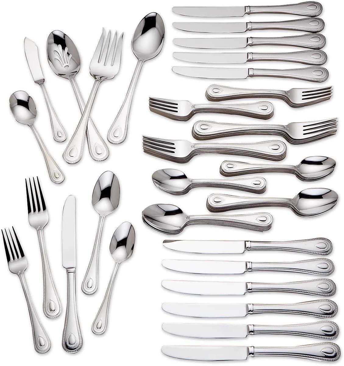 Lenox 65-Piece French Perle Flatware Set, Silver - 829739