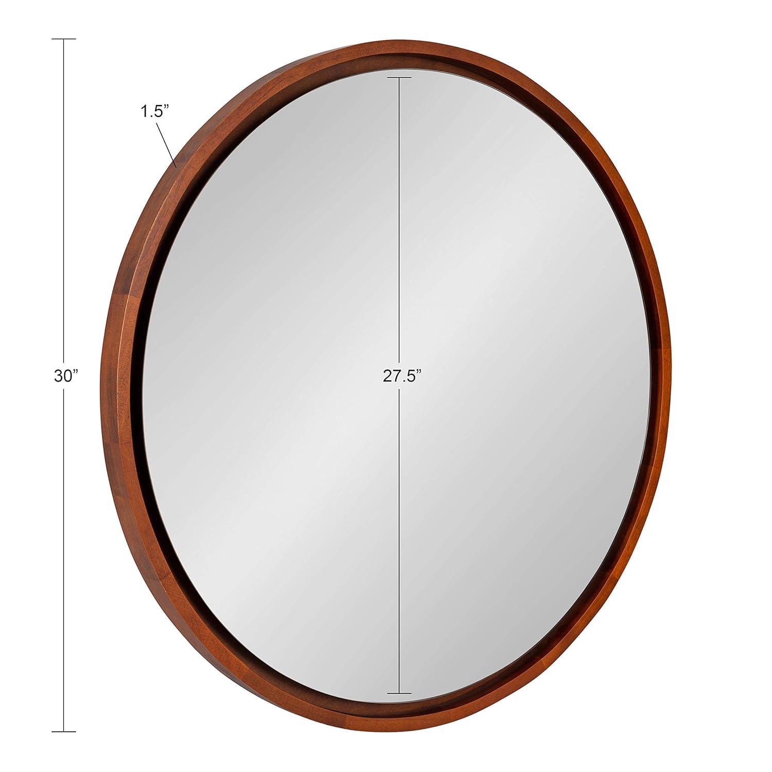 Kate & Laurel All Things Decor 30" Evans Round Wall Mirror Walnut Brown: Modern Style, Wood Frame, No Assembly Required
