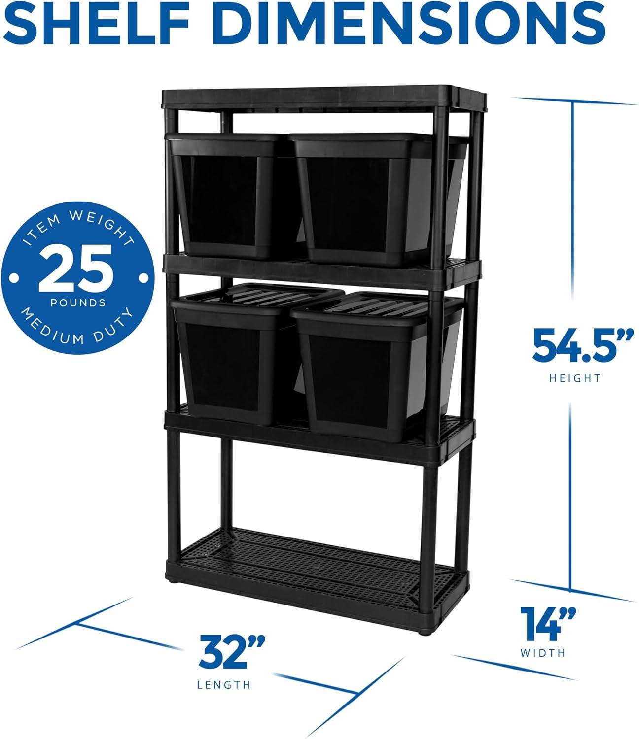 Gracious Living 4 Shelf Fixed Height Ventilated Medium Duty Shelving Unit Organizer System for Home, Garage, Basement, Laundry