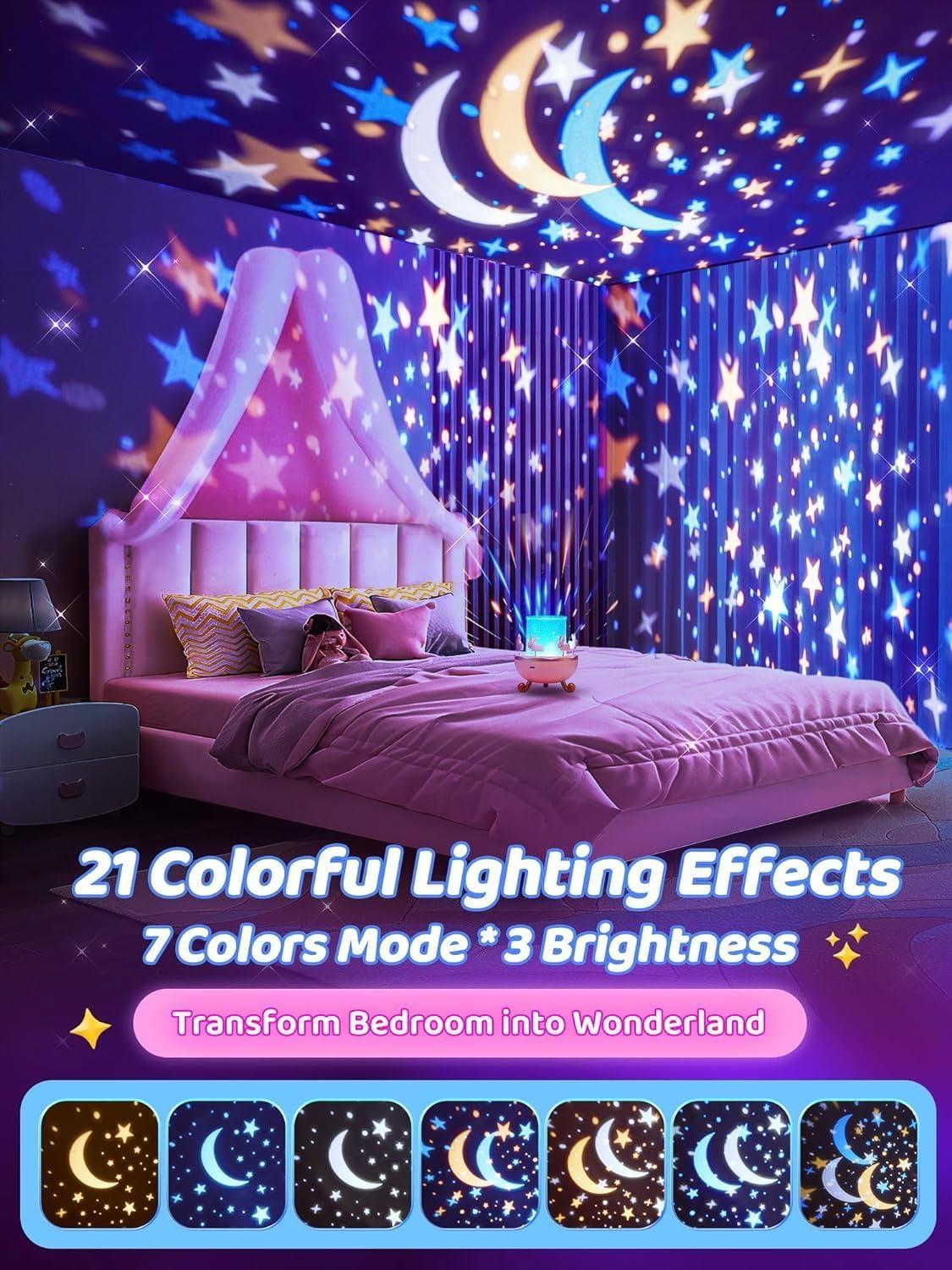 One Fire Night Light Projector, 15 Sound Machine Star Projector for Kids Room,15 Films Star Light Projector 3-9 Year Old Girl Gifts Toys,Brightness Baby Night Lights for Nursery Kawaii TIK Tok Trend