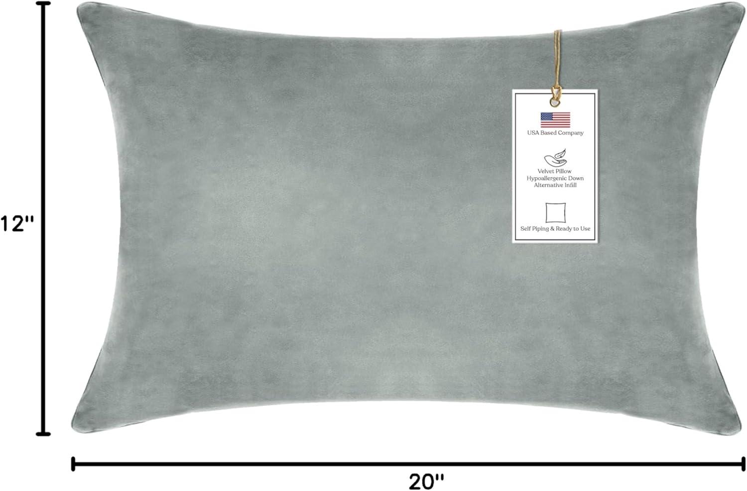 Dove Grey Velvet Hypoallergenic Down Alternative Pillow 12"x20"