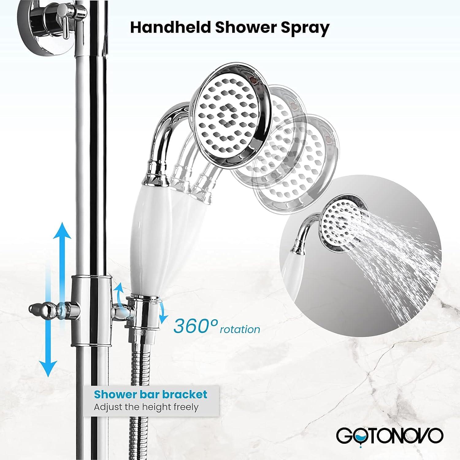 Polished Chrome Adjustable Rainfall Shower Head with Handheld Spray