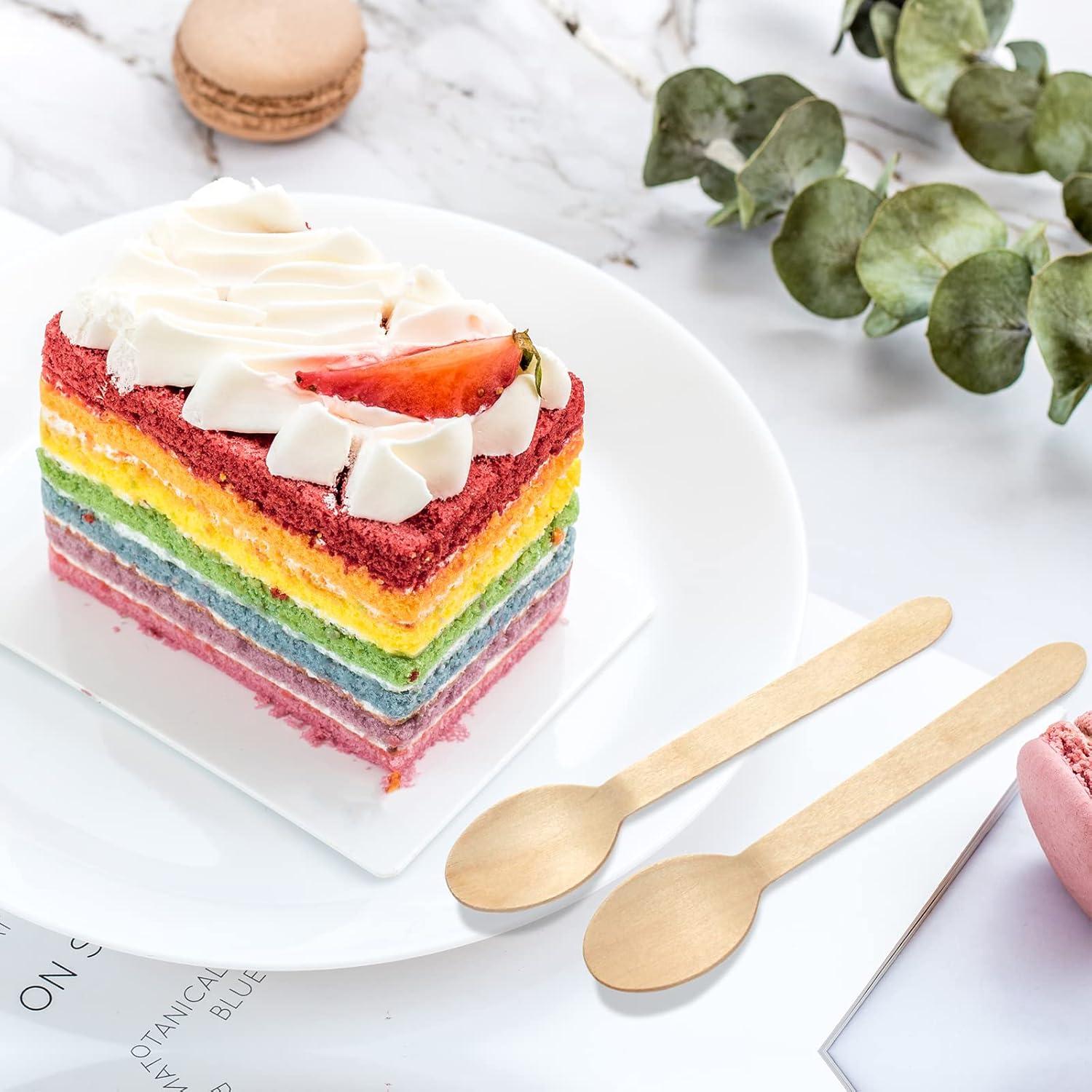 Concession Essentials Disposable Wooden Cutlery Spoons, Compostable and Earth Friendly, 6.25 Inch Length - Pack of 100 Spoons