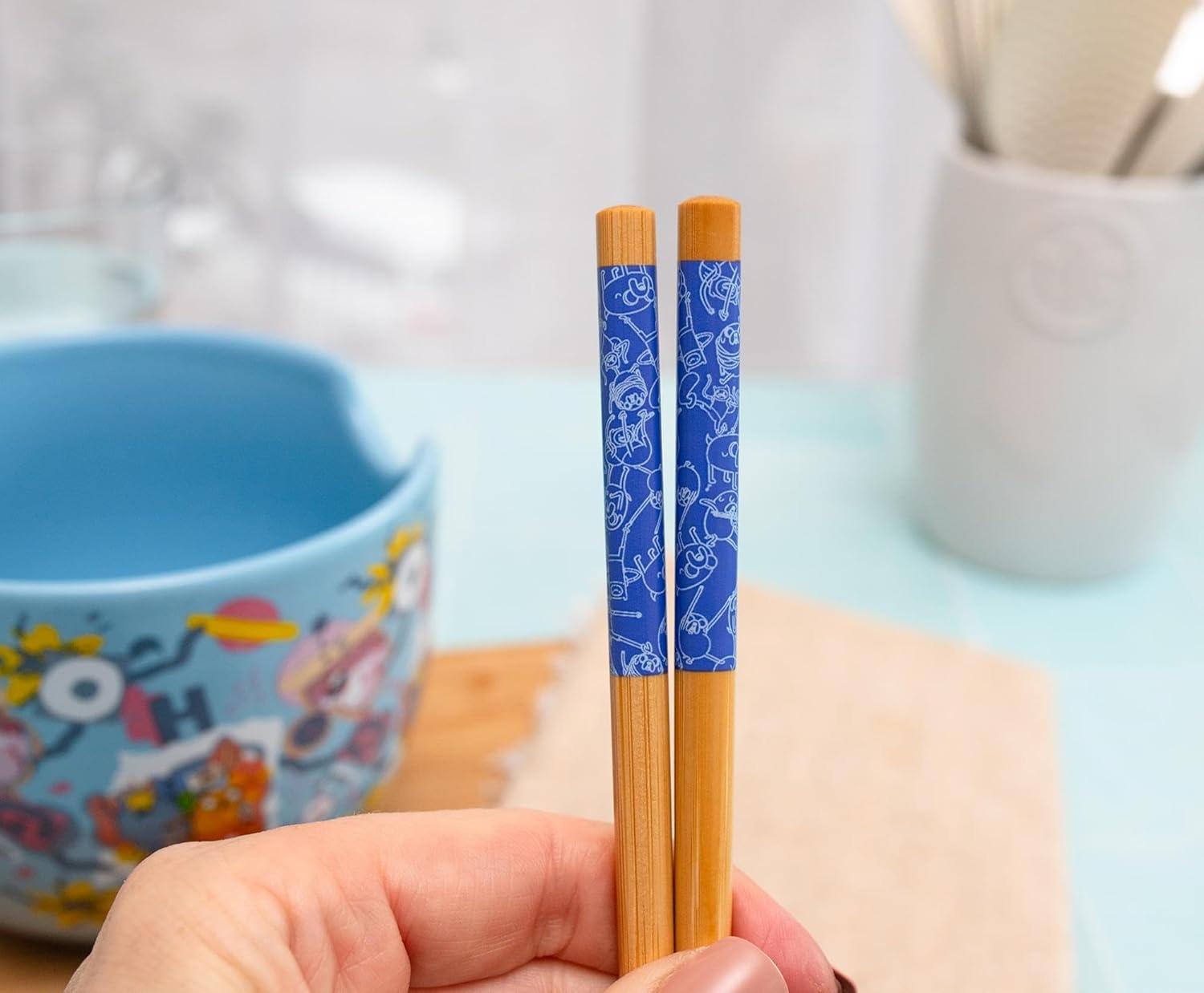 Silver Buffalo Adventure Time Toss Print 20-Ounce Ramen Bowl and Chopstick Set