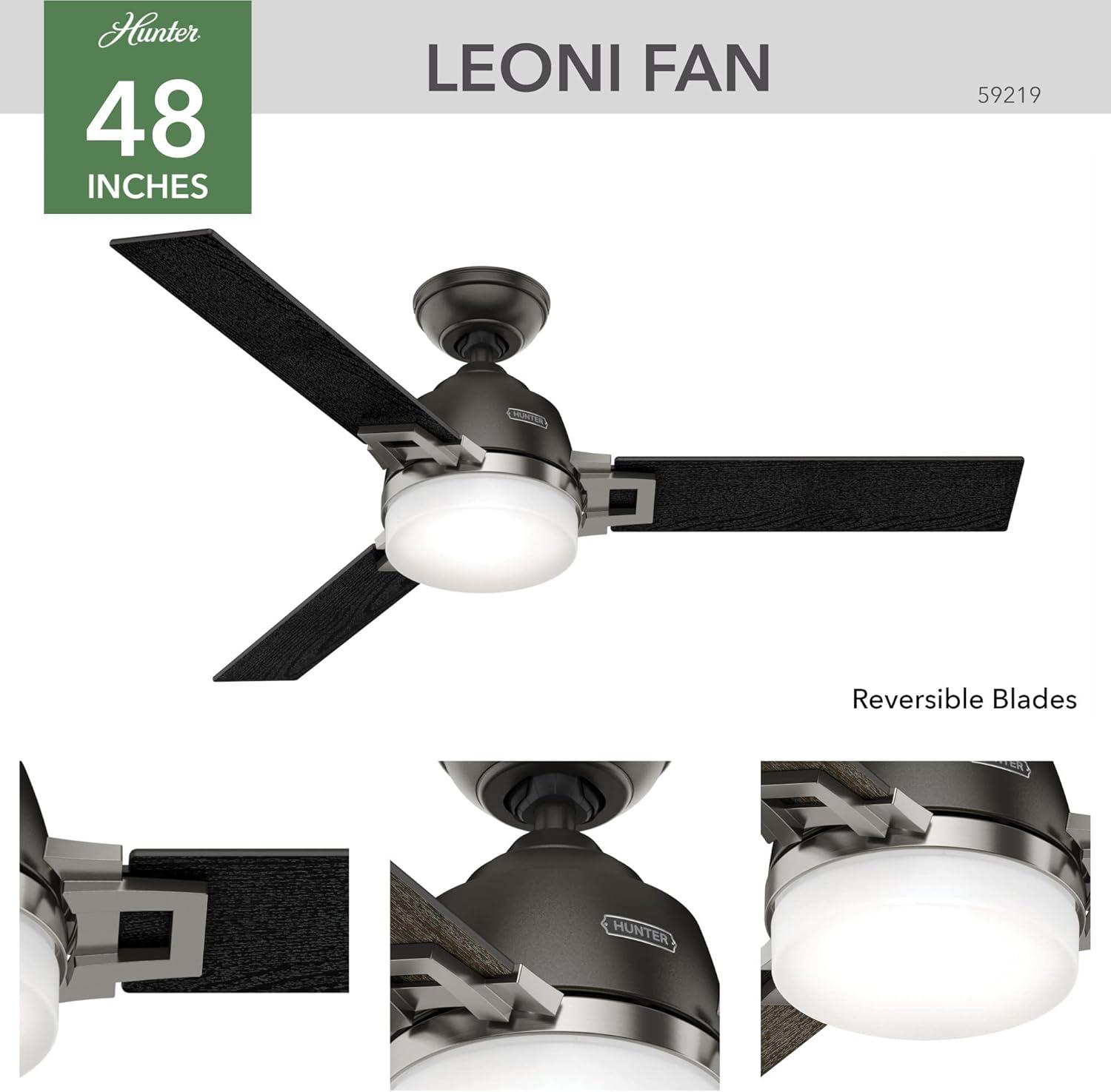 48'' Leoni 3 - Blade Standard Ceiling Fan with Remote Control and Light Kit Included