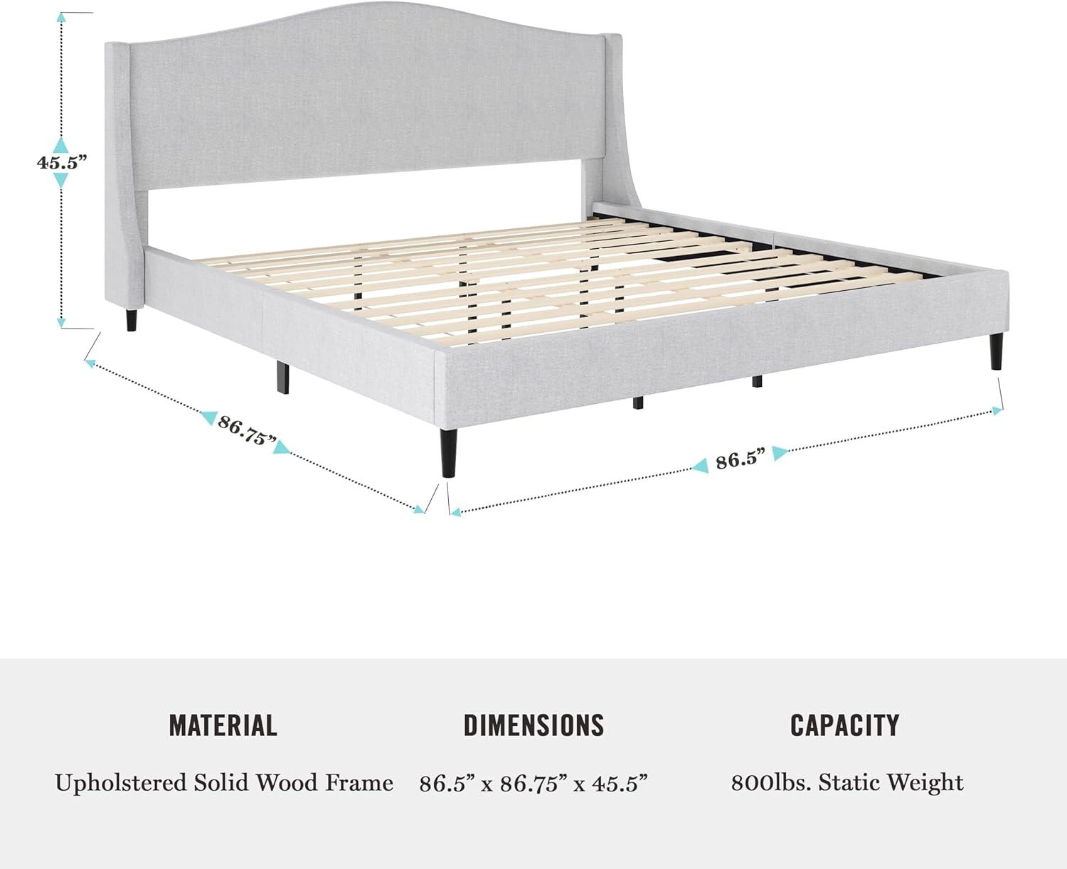 Martha Stewart Amelia Upholstered Platform Bed With Curved Headboard