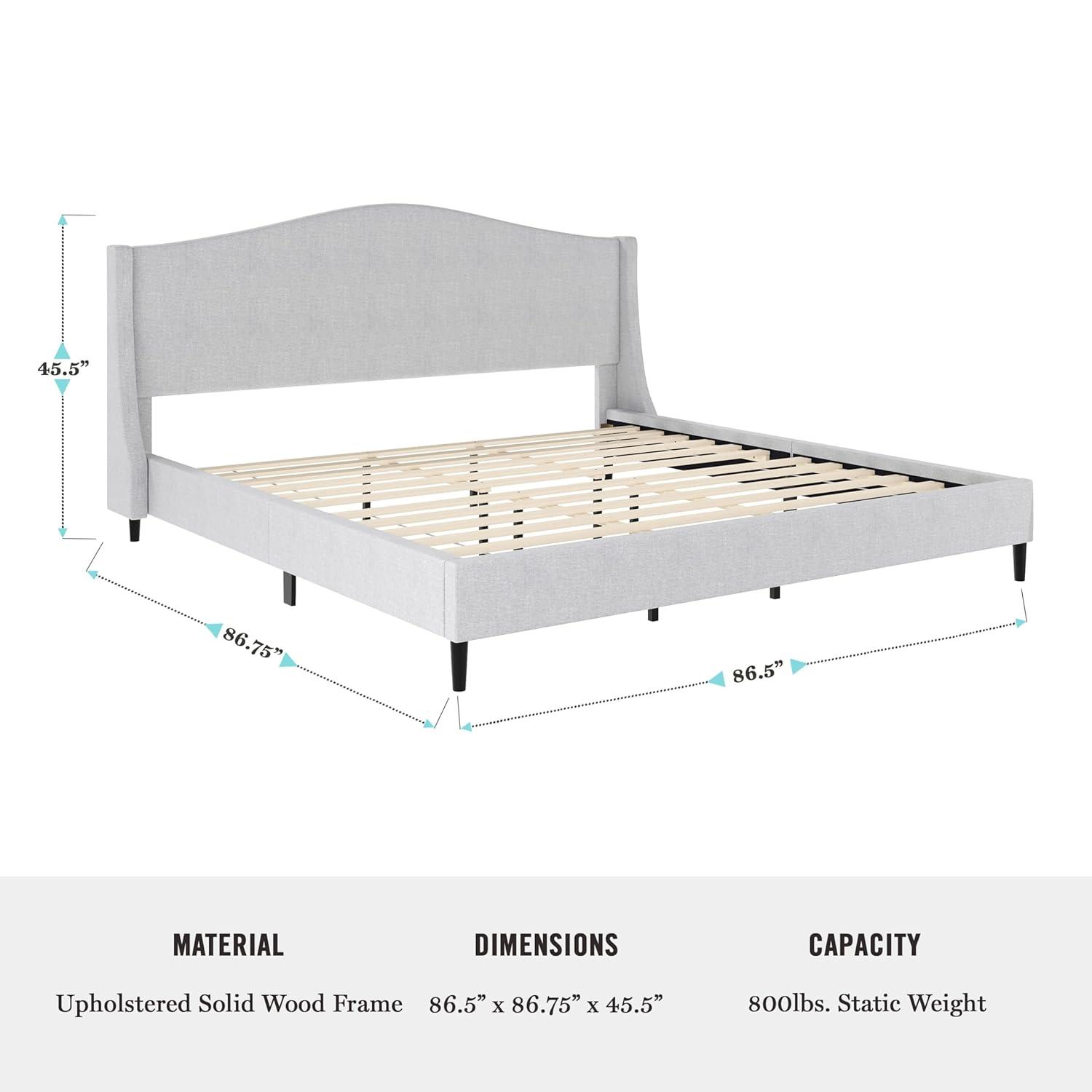 Martha Stewart Martha Stewart Amelia Upholstered Platform Bed With Curved Headboard
