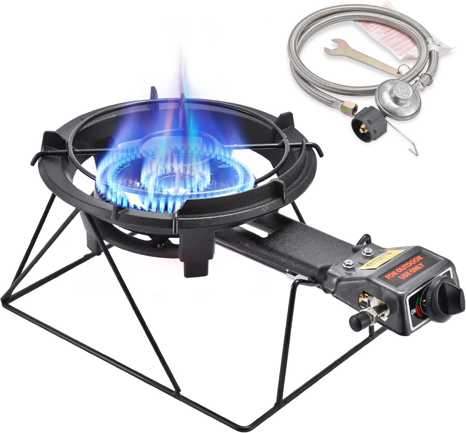 Portable Black Cast Iron Single Burner Propane Stove with Stand