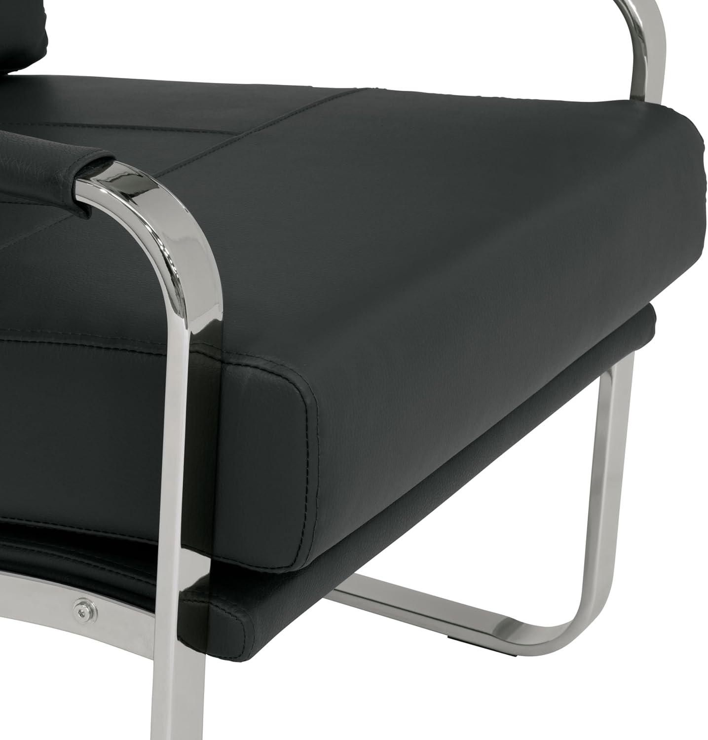 Allure Modern Blended Leather Accent Arm Chair Black/Chrome: Chrome-Finished, Padded for Comfort - Studio Designs Home