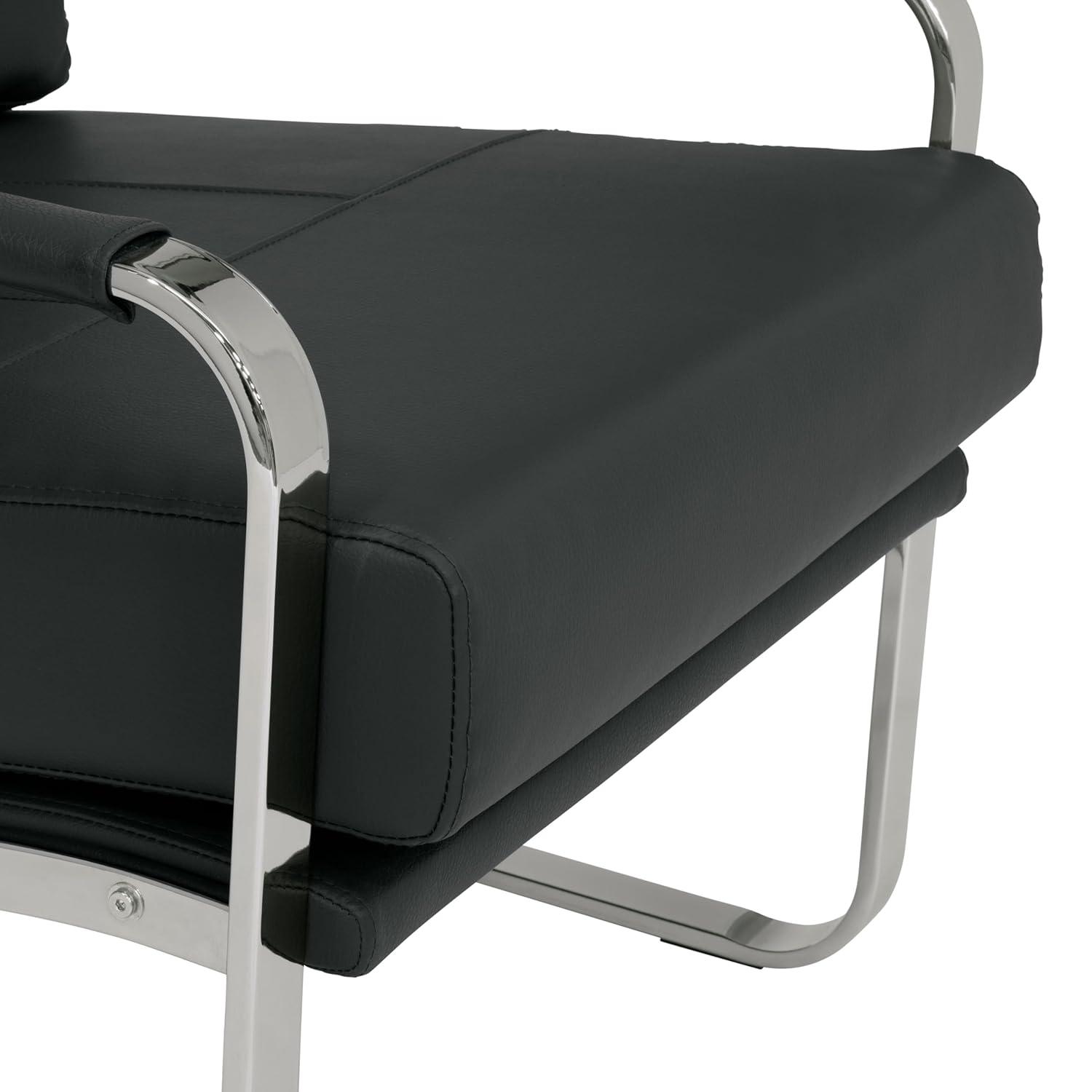 Allure Modern Blended Leather Accent Arm Chair Black/Chrome: Chrome-Finished, Padded for Comfort - Studio Designs Home