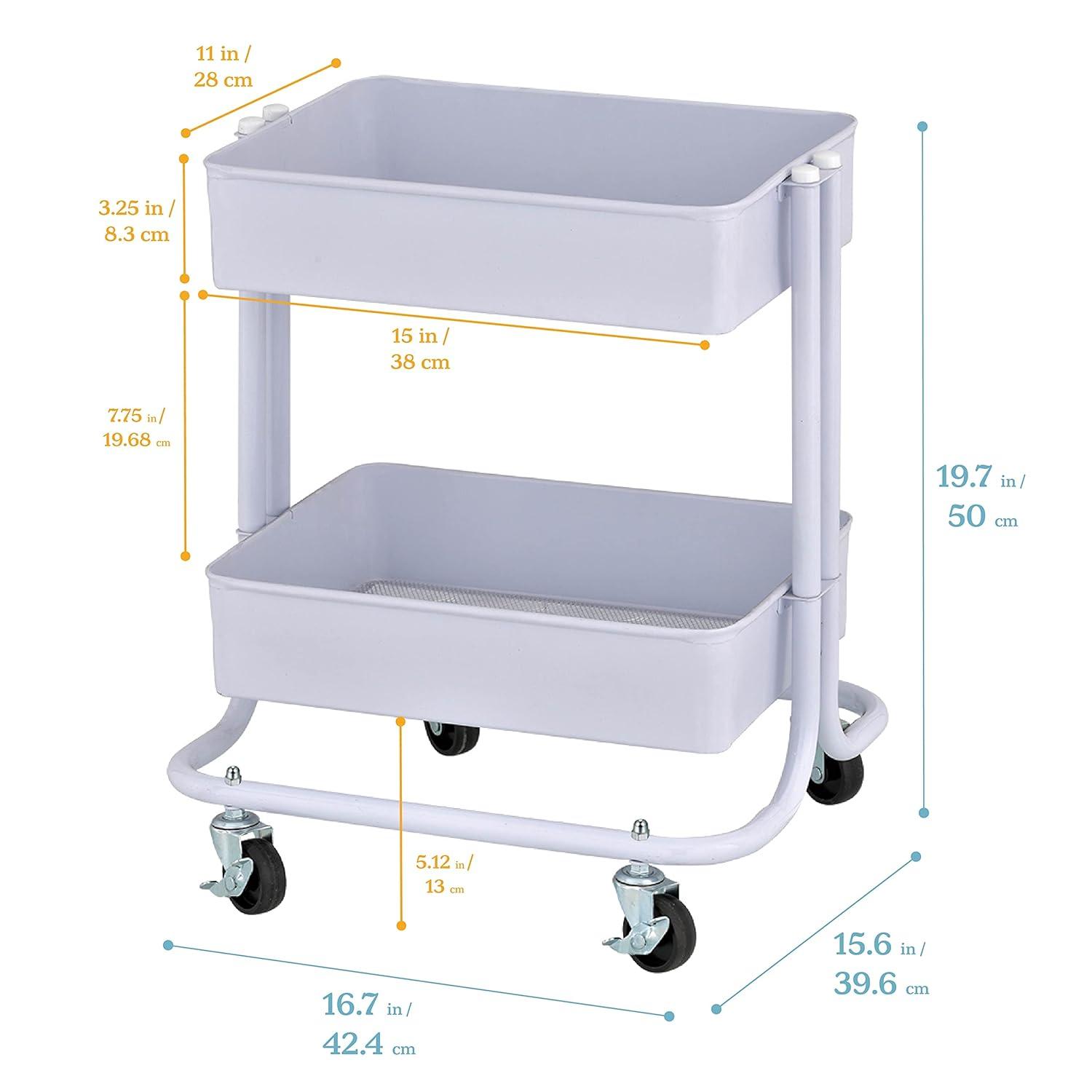 ECR4Kids 2-Tier Rolling Utility Cart, Multipurpose Storage