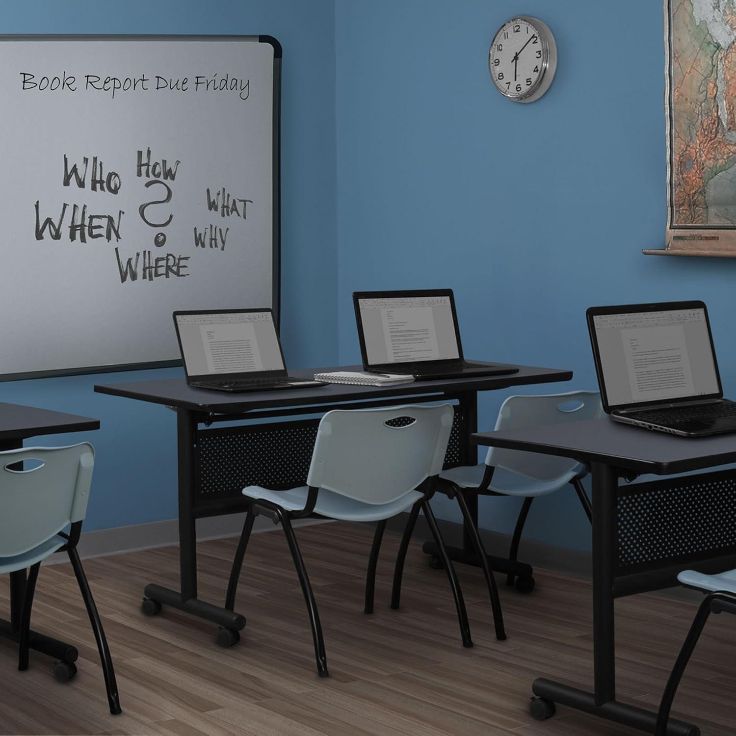 Regency Kobe 60 x 30 in. Flip-Top Training Nesting Table with Modesty Panel- Grey