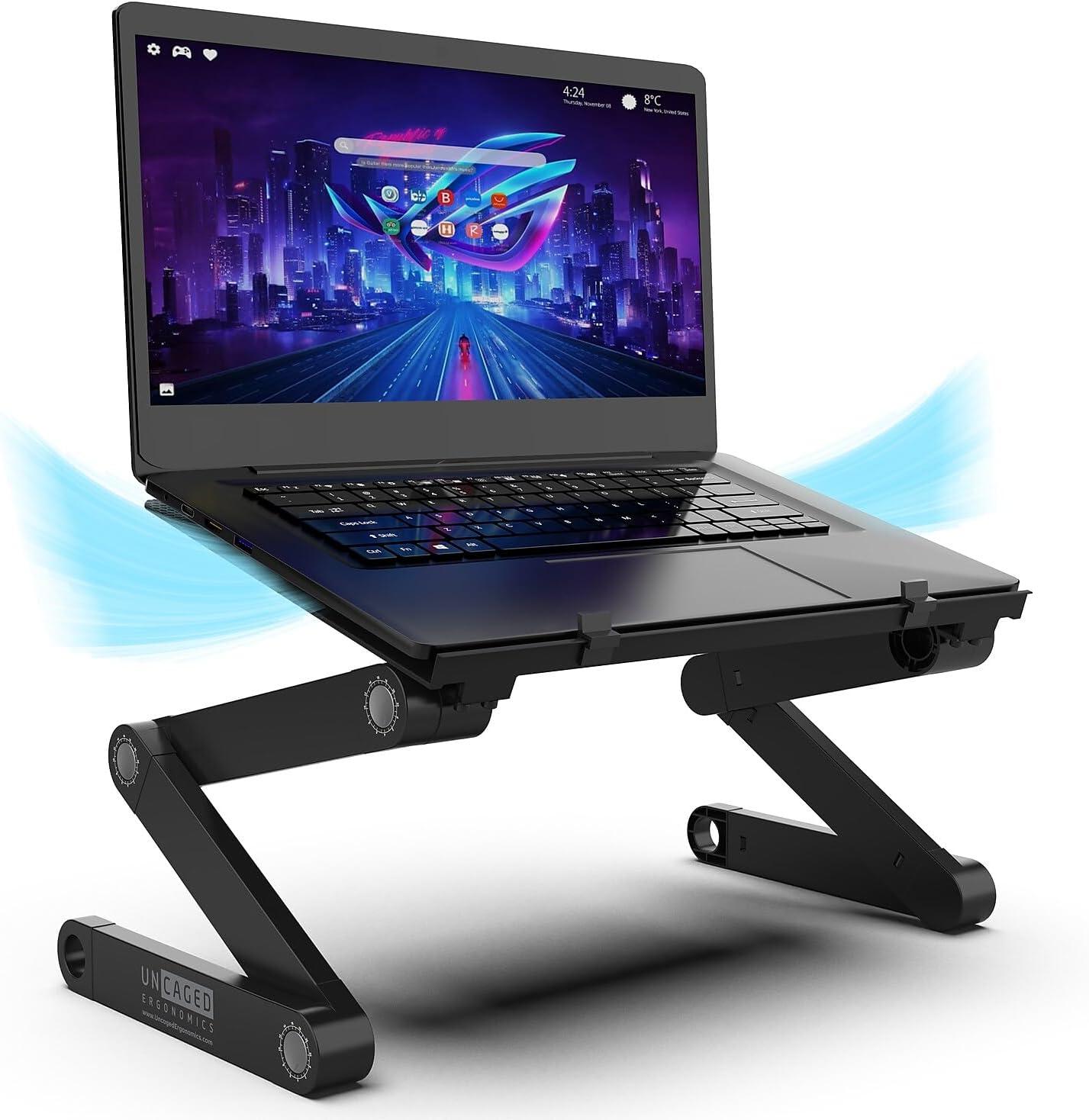 ErgoFlex Pro Adjustable Black Aluminum Laptop Stand, 16"