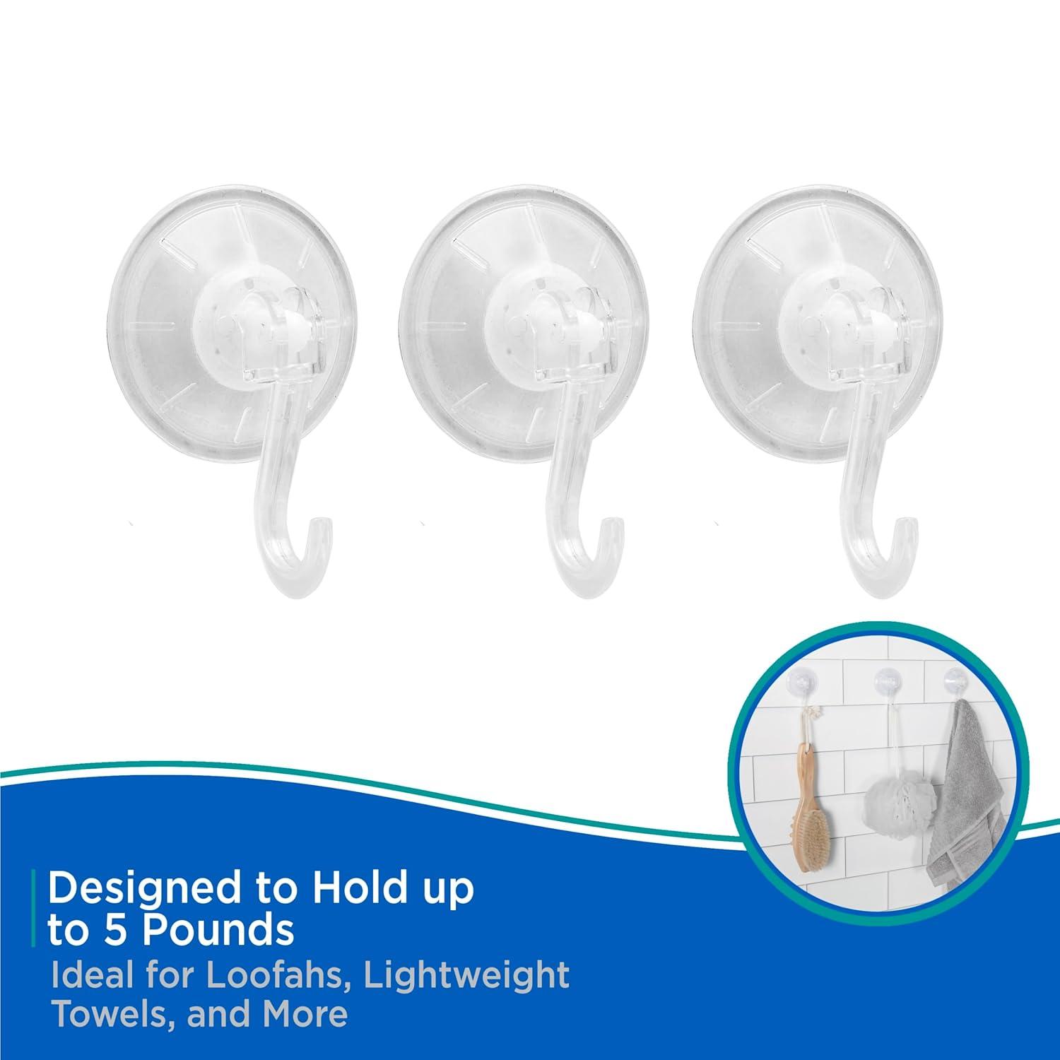 Kenney KN61551V3 Suction Cup Wall Mounted Towel Hook (Set of 3)