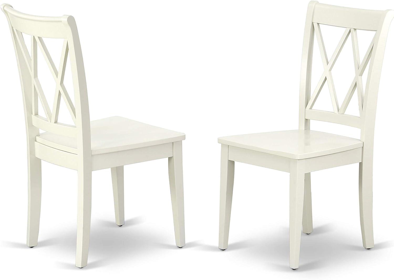 East West Furniture Avon 7-piece Wood Dining Set with X back Chairs in White